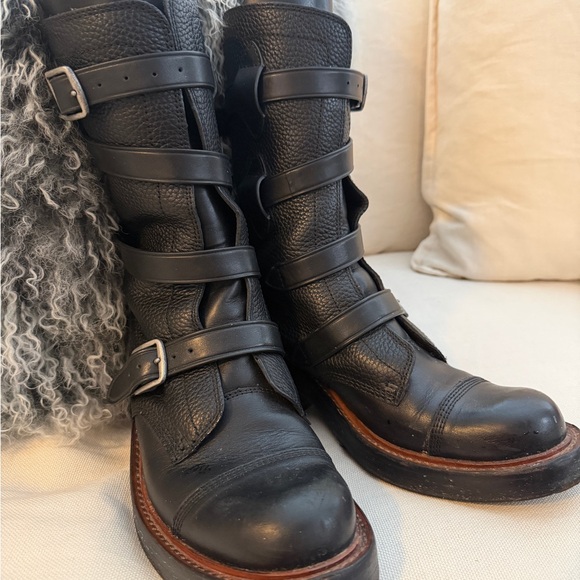 Coach Shoes - Coach Black Leather multi-strap Combat Boots